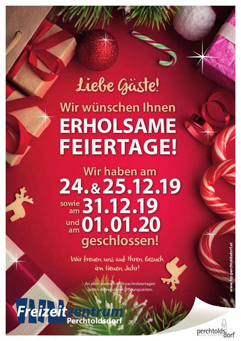 Unser Öffnugszeiten während der Feiertage: Am 24 und 25.12.